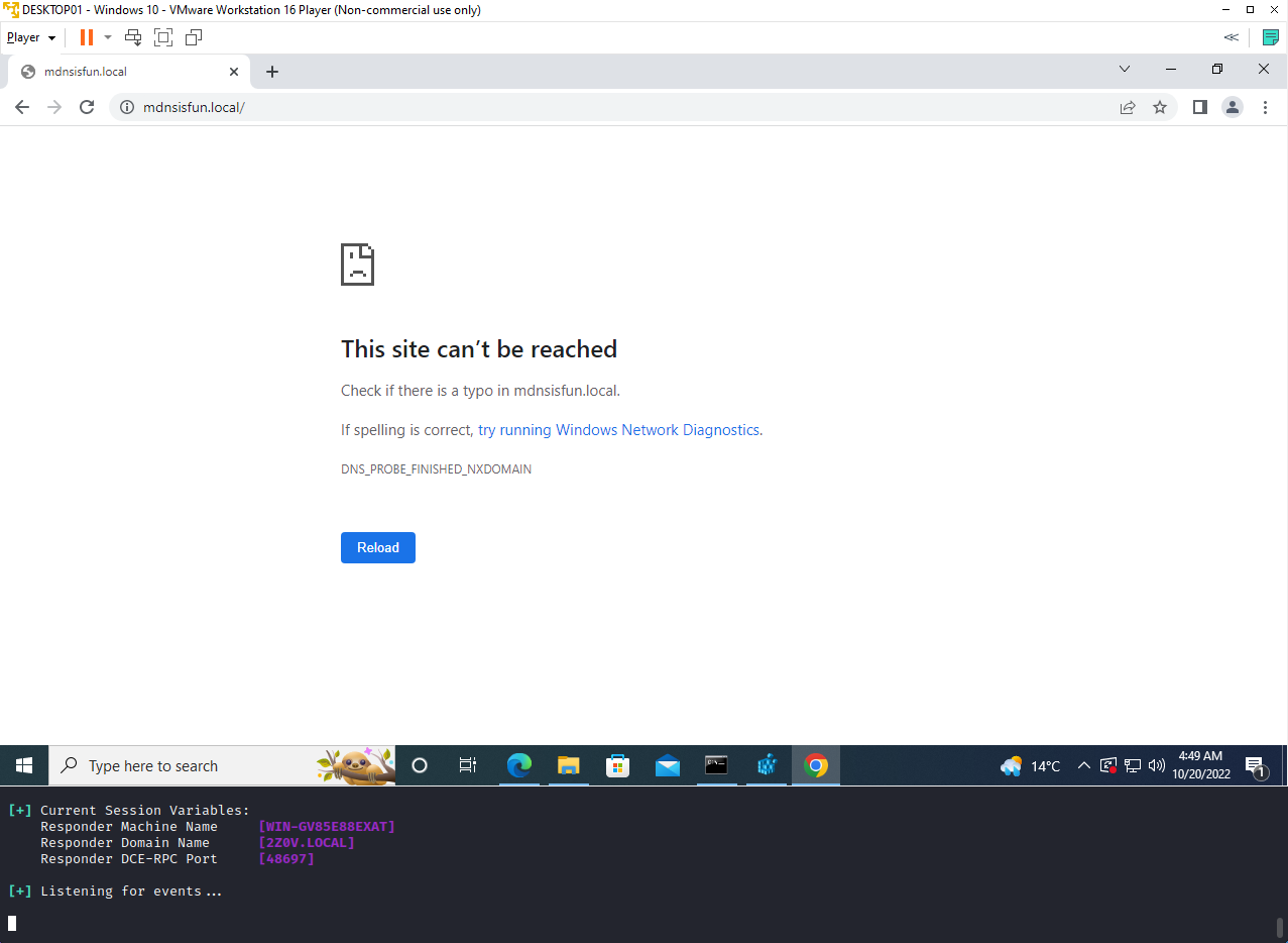 with a ".local" domain and mDNS disabled, mDNS poisoning doesn't work on Google Chrome